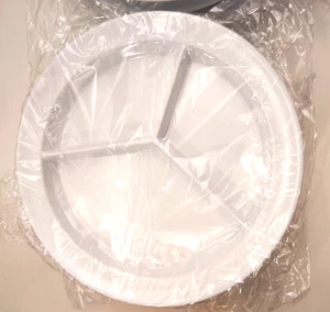 Sammons Preston Partitioned Scoop Dish, Melamine Divided Plate 8.5" Set of 6 - Picture 1 of 3