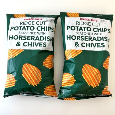 2 Pack Trader Joe's Ridge Cut Potato Chips Seasoned w/ Horseradish & Chives - Image 1 of 3