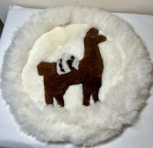 Alpaca Fur Rug Cushion Cover Wall Art Handmade Cusco Peru Puno Andes 19" New - Picture 1 of 6