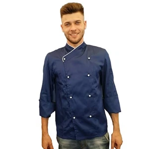 DIVISE DA CUOCO CHEF  MASTERCHEF BLU UNISEX ALBERGHIERO HOTEL 100%COTONE  - Imagen 1 de 5