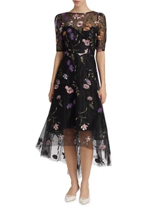 Teri Jon by Rickie Freeman Embroidered Floral Tulle Dress, Style# 249283, Size 4 - Picture 1 of 24