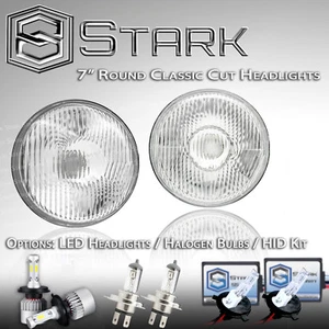 H6024 Head Light Glass Housing Lamp Classic Conversion Chrome 7" Round - PAIR - Picture 1 of 4