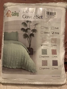Easy Going King Duvet Cover 3 Pc. Set White (New) - Picture 1 of 3