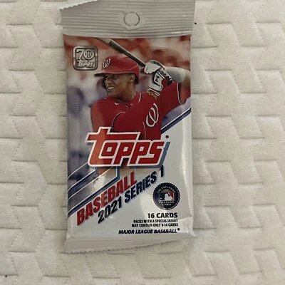 Topps Baseball Series 1 Cello Factory Sealed Pack 16 Cards RC INSERTS 2021 - Image 1 of 3