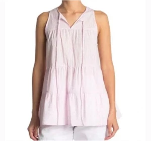 NWT Topshop Pink Tiered Soft Animal Print Sleeveless Tie Neck Detail Tunic Blous - Picture 1 of 11
