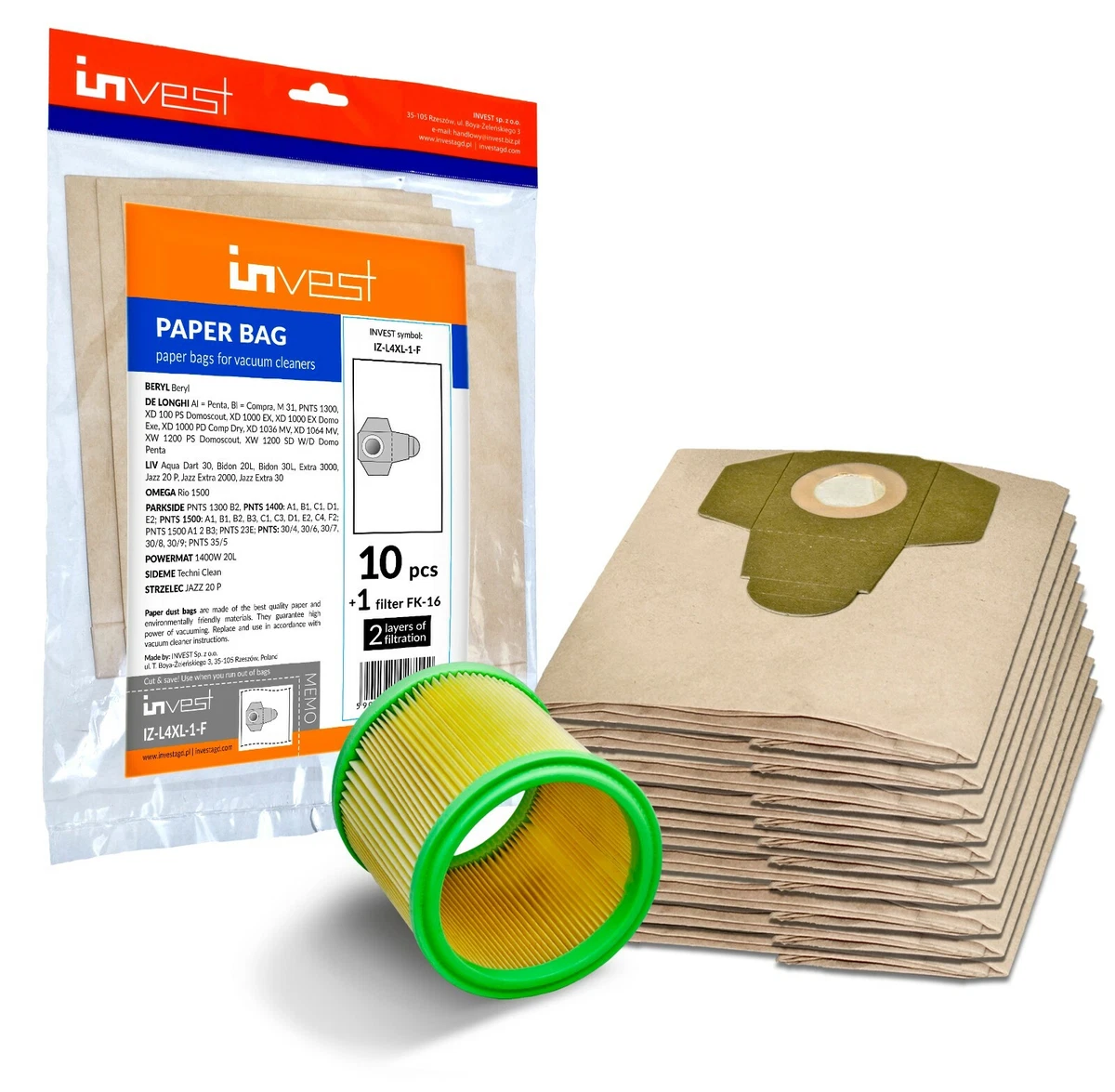 MisterVac 10 Sacchetti Per Aspirapolvere Compatibili Con Parkside PNTS 30/9 E – Carta Filtrante Ad Alta Potenza