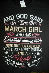 Y Dios dijo Let There Be MARCH GIRL... Sudadera Corazón HECHA DE ORO, XL, Negra - Imagen 1 de 4