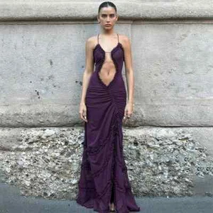 2024 Women's sleeveless hollow out dress, slit dress, evening dress - Picture 1 of 28