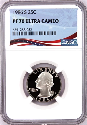 1986-S Proof Washington Quarter, Graded PF70UC by NGC - Registry Quality Coin - Image 1 of 4