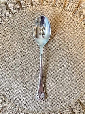 Robert Welch AMMONITE Glossy Slotted Serving Spoon 9.25” Bright Mirror Flatware - Image 1 of 4