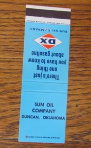 CUBIERTA D-X GASOLINERA MATCHBOOK: SUN OIL DUNCAN, OKLAHOMA CUBIERTA VACÍA -B7 - Imagen 1 de 1