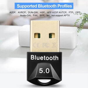 Real Bluetooth 5.0 USB Adapter Wireless Dongle Gold For Desktop MP3 Multi-Device