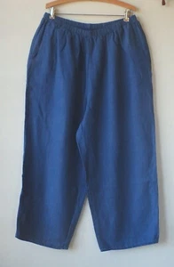 FLAX Designs  Linen Pants  1G &   2G & 3G   NWT  FLoods   DELFT  blue - Picture 1 of 13