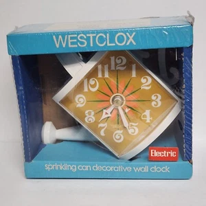 Rare Vintage Westclox SPRINKLING CAN No. 26223 White Case/Yellow Dial NOS 1975 - Picture 1 of 6