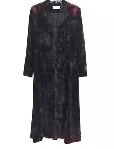 Vintage Claire crushed velvet long duster coat Size XS black witchy wimsygoth - Picture 1 of 12