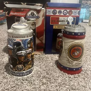 Budweiser US Armed Forces Marines Decorative Steins 2000 & 2002 - Picture 1 of 16