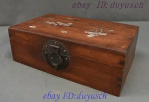 12" Old Chinese Huanghuali Wood Inlay conch handcrafted storage Box casket Boxes - Picture 1 of 10