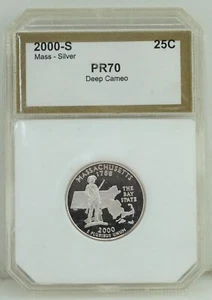 Moneda de Estados Unidos 2000 S Massachusetts State cuarto de plata prueba - PR 70 camafeo profundo #6387 - Imagen 1 de 4