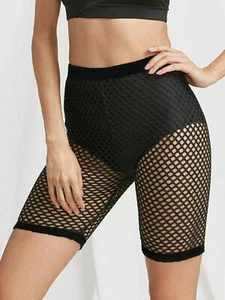 NEW WOMENS LADIES FISHNET SHORTS CYCLING STRING HOT PANTS NETTED STRETCH SIZE - Picture 1 of 5