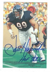 Autographed DAN HAMPTON Chicago Bears Goal Line Art Card w/Show Ticket - Picture 1 of 1