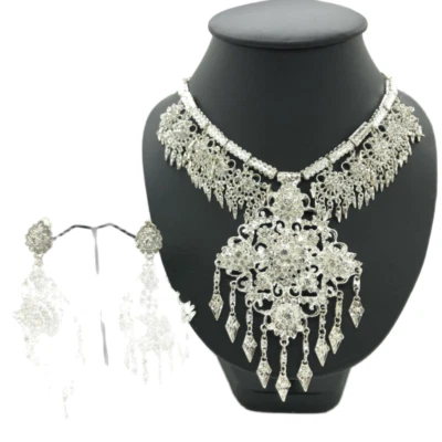 1 Cute Set Thai Jewelry Dance Costume Wedding Traditional Clear Diamond Bridmaid - Image 1 of 4