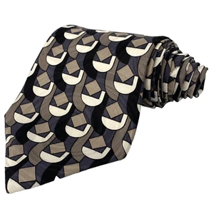 GIANFRANCO RUFFINI Italian Silk Necktie Men's Size 3 7/8" x 58" Black Blue White - Picture 1 of 8