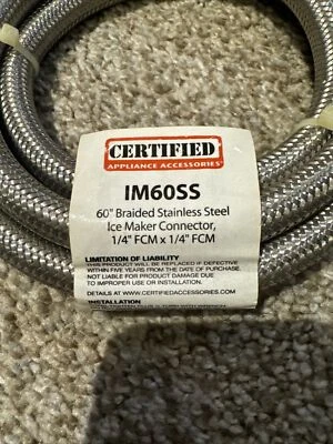 Conector para máquina de hielo de acero inoxidable para electrodoméstico certificado - 5 pies Foto 1 de 2