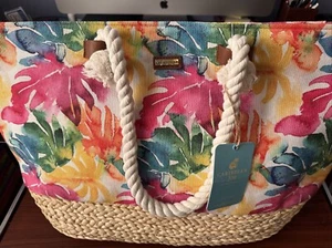 Caribbean Joe Beach PALM Bag Shoulder Tote Bag Tote Handbag Tropical (CJ7051A) - Picture 1 of 12