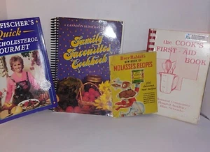 Lot of 4 Vintage cookbooks Low Cholersterol,Family Favorites,Hospital Auxillary - Picture 1 of 12