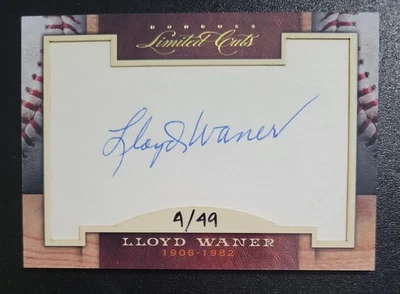 2011 Panini Donruss Limited Cuts Lloyd Waner Auto Autograph/49 - Image 1 of 4