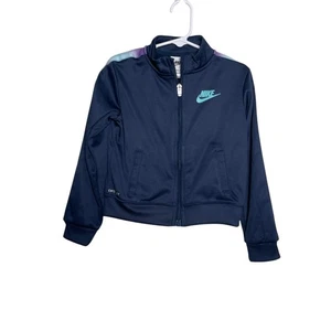 Nike Jacket Girl's 4T Navy Blue Full Zip Colorful Athletic Fleece NWT - Picture 1 of 10