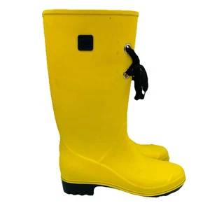 Botas de Lluvia DAV Däv Para Mujer Talla 7 Amarillas Impermeables Zapato Jardinería Tacón con Cordones - Imagen 1 de 9