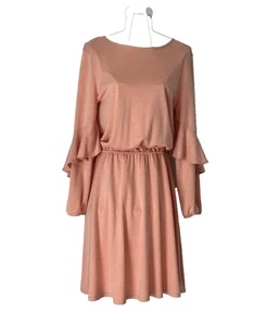 Halston Kleid Damen M Rosa Quarz Pullover Trapunto Volantärmel Bequem Neu mit Etikett - Bild 1 von 9