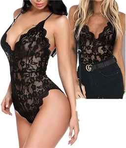 AvidLove Womens XL Teddy Lacy Sheer Lingerie Bodysuit Sexy Stretch  - Picture 1 of 2