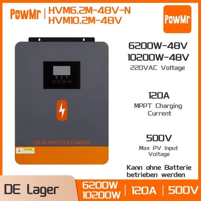 POWMR 6200W 10200W 48V Solar Inverter Sinus Hybrid Wechselrichter MPPT 120A PV120-500V