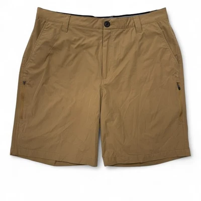 Orvis Tech Shorts Mens 36 Khaki Tan Polyester Zip Pocket Performance Outdoor - Image 1 of 4