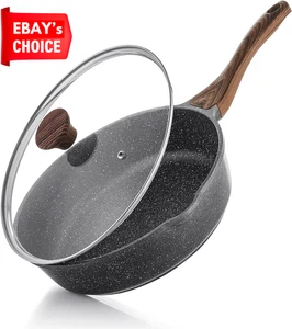 Nonstick 12-Inch Deep Frying Pan with Lid Stay-Cool Handle Induction Safe - Picture 1 of 10