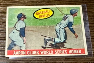 1959 Topps #467 - Baseball Thrills - Hank Aaron Clubs World Series Homer (VG) - Picture 1 of 3