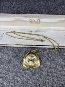 Vintage Endura Swiss Pendant Watch Necklace Gold Tone Estate Box 1970s - Picture 1 of 9