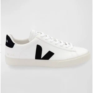 Veja Campo Sneakers Women Size 8 White Black Leather Lace Up Low Top Shoes - Picture 1 of 12