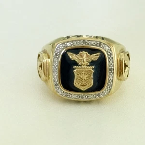 Danbury Mint US Air Force blau Emaille Diamant vergoldet Herren Bandring Gr. 12 - Bild 1 von 10