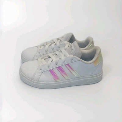 Adidas Grand Court 2.0 Lifestyle Tennis White IridescentShoes Youth Size 1 - Image 1 of 4