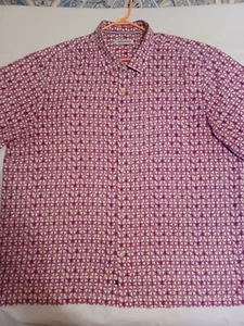 Tommy Bahama TB 93 Hawaiian Shirt XXXL 3XL Pink Geometric AOP 100% Silk Beach - Picture 1 of 8