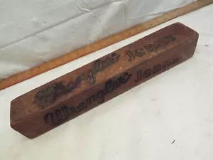 Vintage Wooden Block Wrangler Jeans Advertising Sign Wood Western Wear Ad - Picture 1 of 4