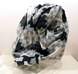 SCIARPA STOLA DONNA MODA GRIGIO NERO BIANCO FANTASIA OPTICAL 95x175 CM 026 - Picture 1 of 2