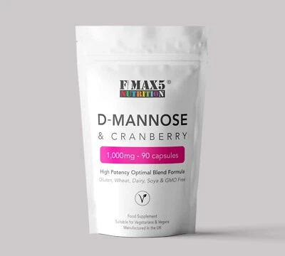 D-Mannose & Cranberry 1000mg Capsules - Cystitis Relief, UTI and Bladder Support
