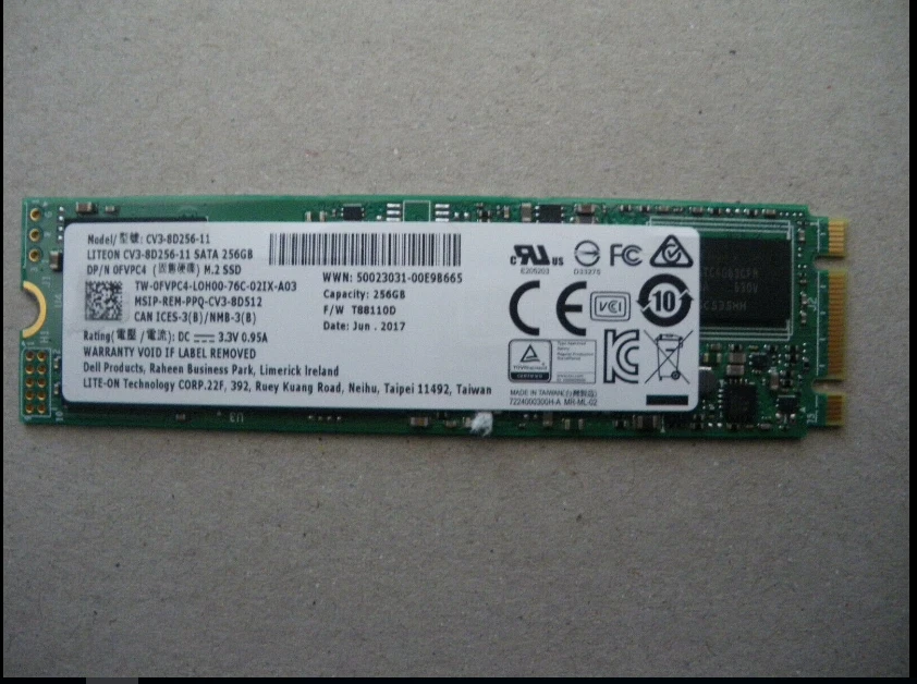 NEW GENUINE DLEL 256GB M.2 2280 SATA NGFF SOLID STATE SSD FVPC4 0FVPC4 - Image 1 of 1