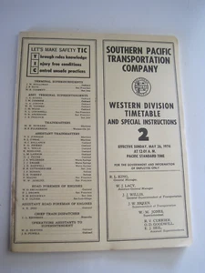 Southern Pacific Company Timetable Western Division 1974 - Picture 1 of 4