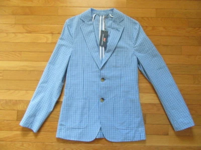 VINEYARD VINES MENS SEERSUCKER SPORT COAT, CORNFLOWER BLUE CHECK, NWT $395, XS - Image 1 of 4