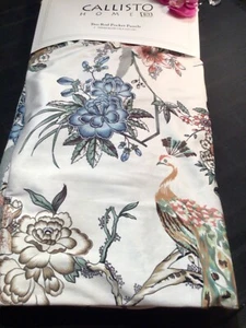 Callisto Home Peacock Bird Window Curtains Panels 38 X 96” Set of 2 Ivory Drapes - Picture 1 of 12